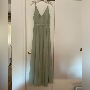 Azazie, dusty sage dress. Bridesmaid dress.